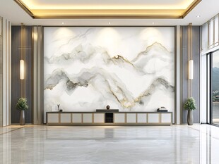 现代客厅大理石山水背景墙