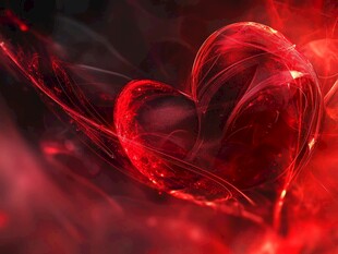 梦幻红色心形光影特效