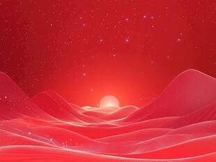 红色梦幻山海星空景观