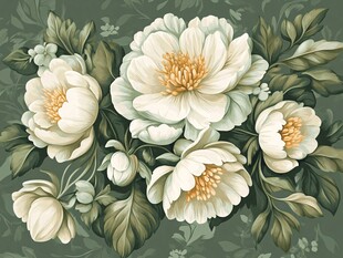 复古风白色花卉插画