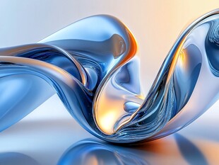 流动的梦幻蓝色液态造型