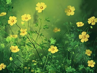 春日黄花绽放绿意间