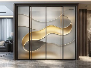 现代艺术玻璃隔断墙设计