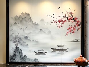 中式山水屏风装饰画意境美