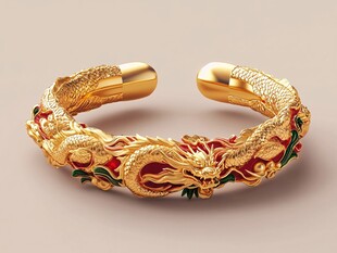 金龙雕花金手镯