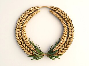 金色麦穗花环装饰图案