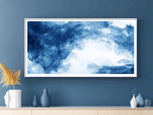 蓝色水墨风挂画装饰墙面