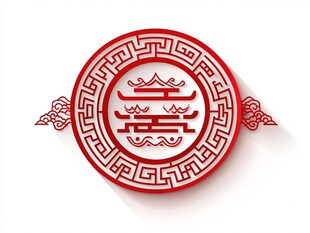 中式传统双喜圆形装饰图案