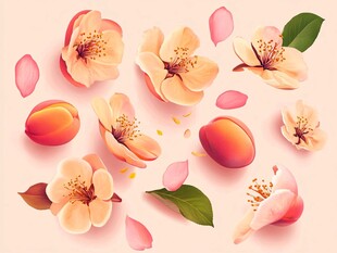 粉色杏花与果实唯美画面