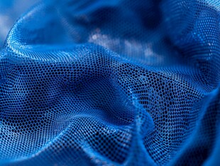 蓝色网状织物纹理特写