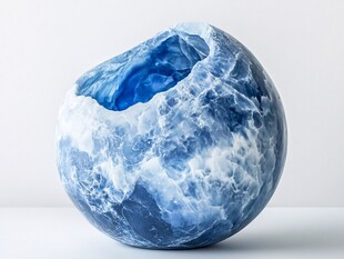 蓝白纹理的独特球形摆件