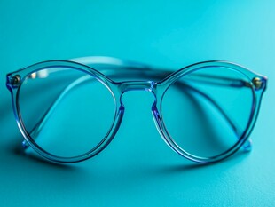 蓝色透明圆框时尚眼镜