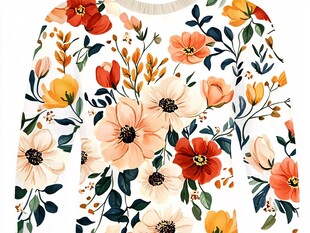 花卉图案的时尚长袖上衣