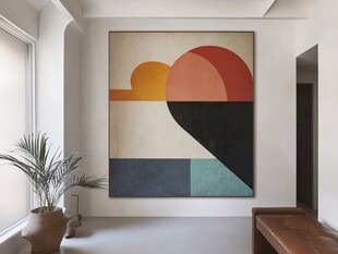 简约风室内的抽象艺术挂画