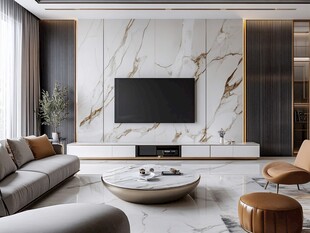 现代轻奢风客厅电视背景墙