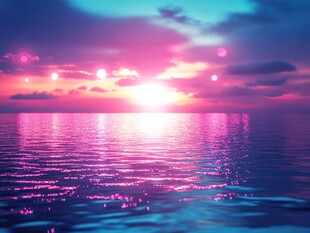 梦幻海上日落绚丽美景