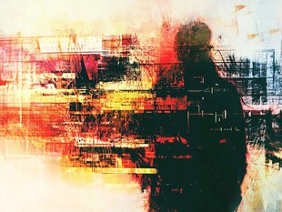 抽象人影与绚丽色彩画面