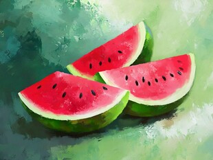 水彩绘西瓜切片