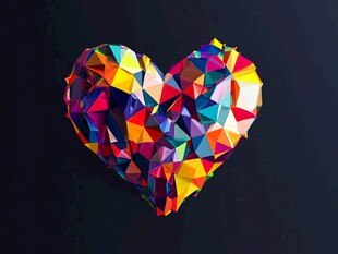 多彩几何心形艺术图案