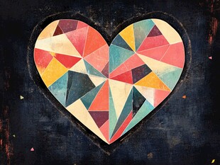 几何拼接爱心艺术图案