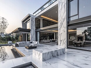 现代奢华大理石别墅外观