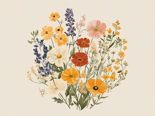 缤纷野花插画