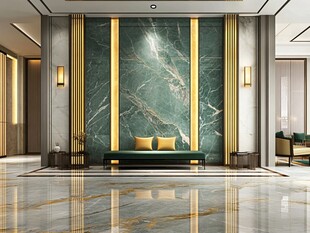奢华客厅 绿宝石墙饰之美
