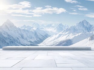 雪山顶下的空旷白色平台