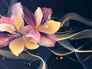 梦幻双花与飘逸线条图景