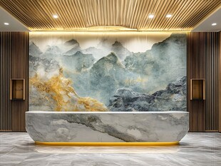 中式山水风大堂接待台