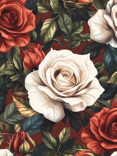 红白玫瑰花卉图案背景