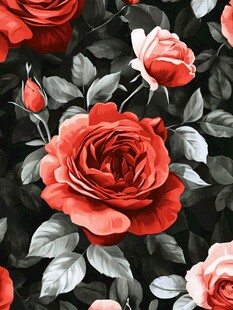 红玫瑰花卉图案背景