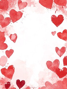 爱心水彩边框背景图