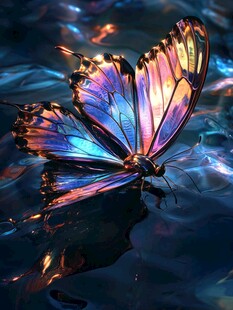 梦幻炫彩金属质感蝴蝶