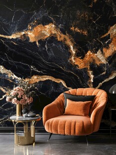 奢华黑金大理石客厅一角