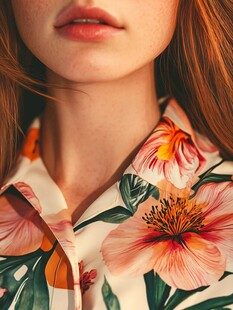 女士印花衬衫特写