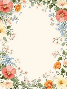 花卉边框插画背景图