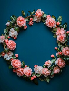粉色玫瑰花卉花环装饰