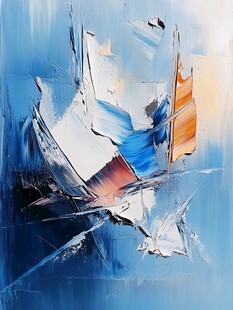 抽象笔触下的蓝色帆船世界