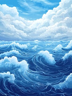 梦幻海洋与翻涌的云朵