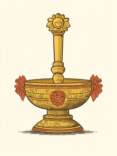 复古雕花金制容器插画