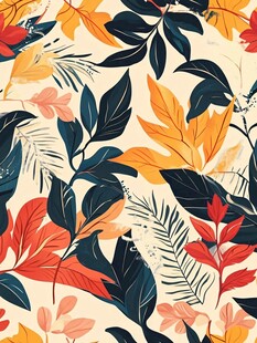 秋日多彩植物叶片图案