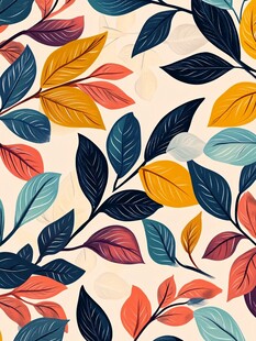 多彩树叶无缝图案背景