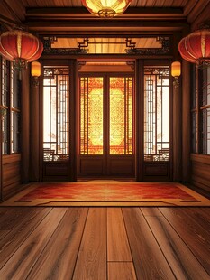 中式古风门厅室内场景图