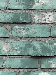 复古绿砖墙纹理特写