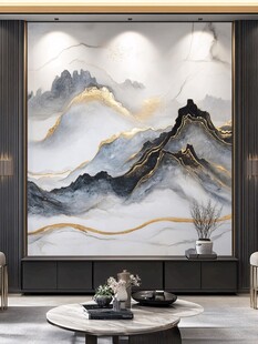 现代中式山水背景墙设计