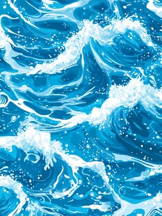 蓝色海浪无缝背景图案