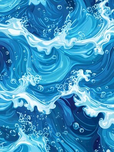 蓝色海浪无缝图案背景