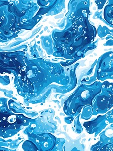 蓝色海浪泡沫无缝图案