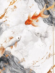 水墨金鱼图 灵动写意风